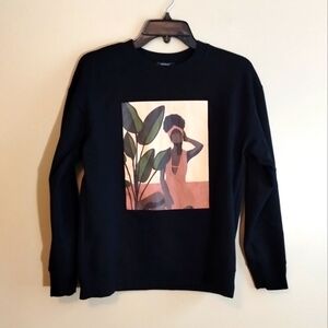 FOREVER 21 Pretty Black Girl Lady Printed Sweatshirt Small Pre-owned EUC